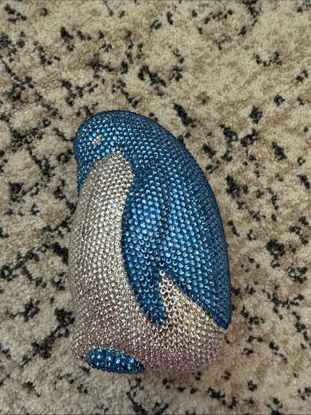 Blue and Silver Crystal-Embellished Clutch Wristlet
